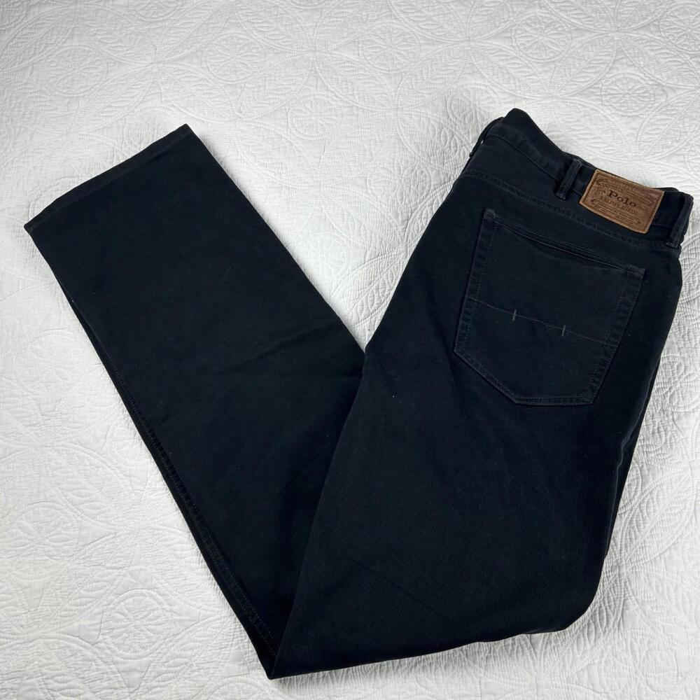 Polo Ralph Lauren Jeans Mens Size 38x32 Varick Slim Straight Corduroy Black Pant